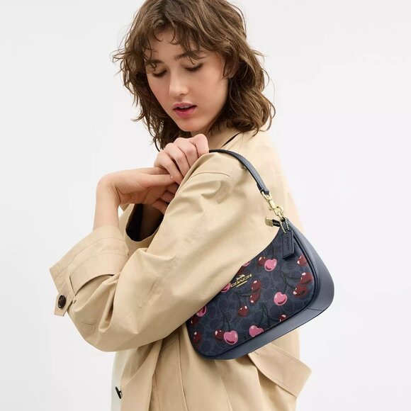 NWT Coach CY694 Teri Shoulder Bag In Signature Canvas With Cherry Print - Picture 11 of 11